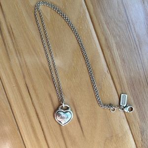 Coach Sterling Silver Heart Pendant Necklace